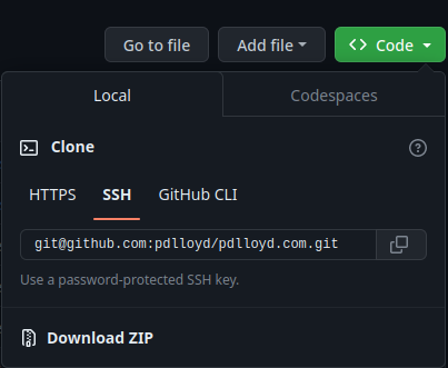 Copy the SSH URL